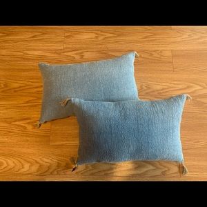 2- washed denim lumbar pillows